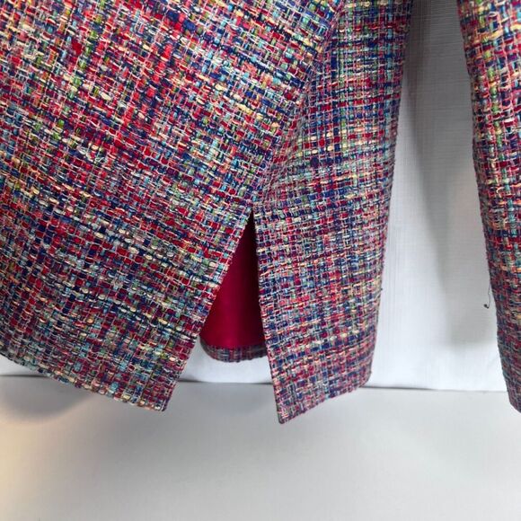 Nordstrom Colorful Tweed 100% Silk Blazer Jacket Lightweight Bold Maximal Sz XL - Picture 9 of 11